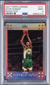 2007-08 Topps Chrome Refractor #131 Kevin Durant Rookie Card (#952/1499) - PSA MINT 9